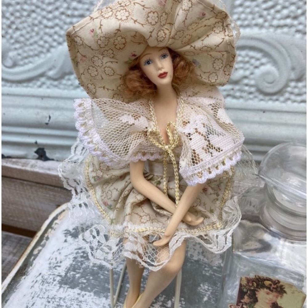 Porcelain Lady Figurine-Lady Sitting in Chair Figurine-Southern Belle Figurine